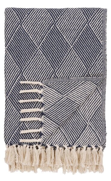 Niebieski koc z bawełny z recyklingu 130x180 cm Izmir – House Nordic