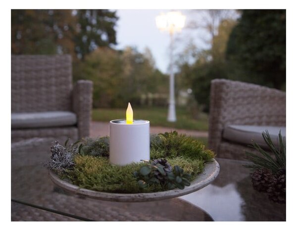 Biała ogrodowa solarna świeczka LED Star Trading Saul, wys. 7,3 cm
