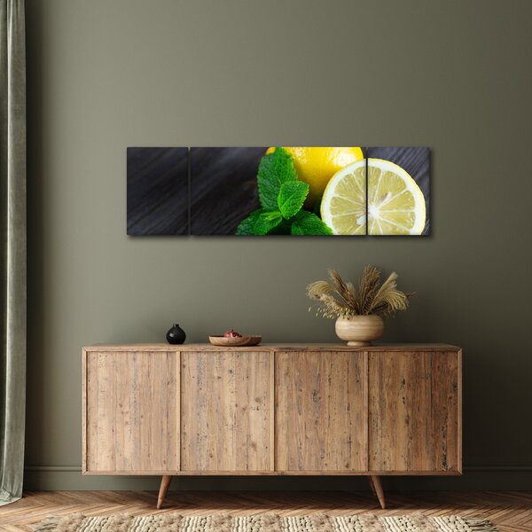 Obraz cytryn i mięty na stole (170x50 cm)