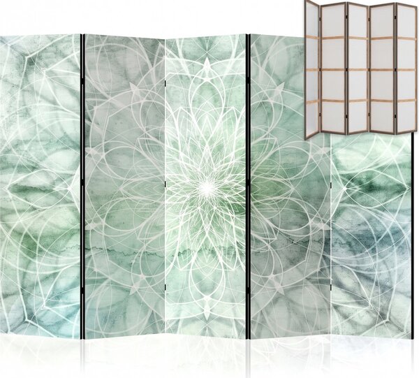 Parawan pokojowy 5-częściowy 225x172 Jednostronny dekoracyjny boho Szary Spokojna Mandala Natury