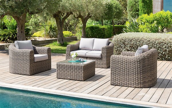 Rattanowy zestaw modułowy BORNEO LUXURY dla 4 osób (brązowy)