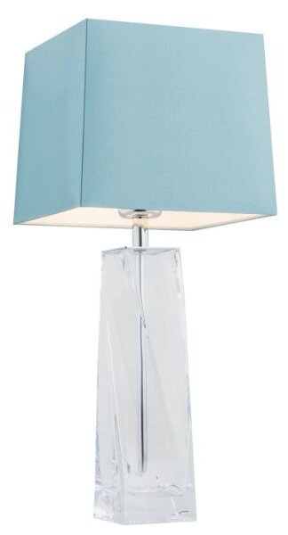 Szklana lampa stołowa Lillie - błękitny abażur