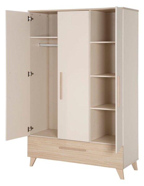 Kremowo-naturalna szafa dziecięca w dekorze dębu 118x190x52 cm Sidney – Roba
