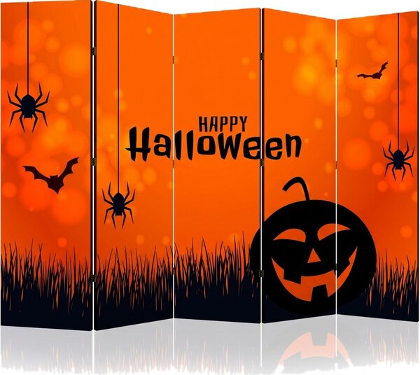Parawan pokojowy 5-częściowy 225x172 Dwustronny dekoracyjny tematyczny świąteczny Czerwony Radosne Halloween