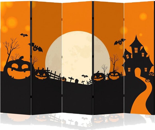 Parawan pokojowy 5-częściowy 225x172 Dwustronny dekoracyjny bajkowy halloween Wielokolorowy Noc Halloween