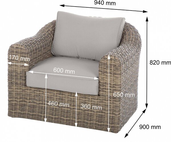 Rattanowy zestaw modułowy BORNEO LUXURY dla 6 osób (brązowy)