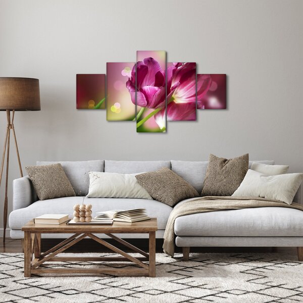 Obraz różowych tulipanów (125x70 cm)