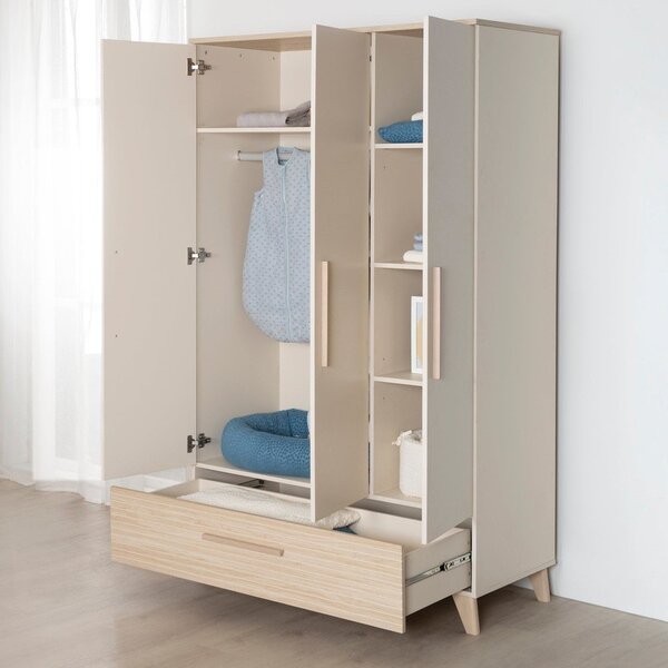 Kremowo-naturalna szafa dziecięca w dekorze dębu 118x190x52 cm Sidney – Roba