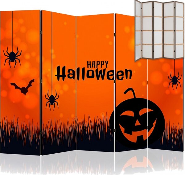 Parawan pokojowy 5-częściowy 225x172 Jednostronny dekoracyjny tematyczny świąteczny Czerwony Radosne Halloween
