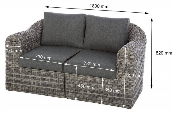 Rattanowy zestaw modułowy BORNEO LUXURY dla 8 osób (szary)