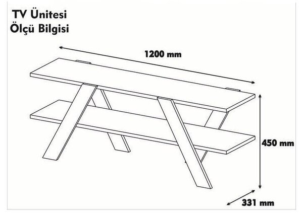 Biała szafka pod TV w dekorze orzecha 120x33 cm Basic – Kalune Design