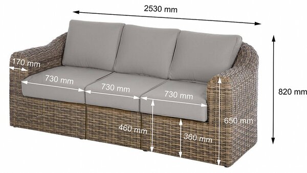 Rattanowy zestaw modułowy BORNEO LUXURY dla 6 osób (brązowy)