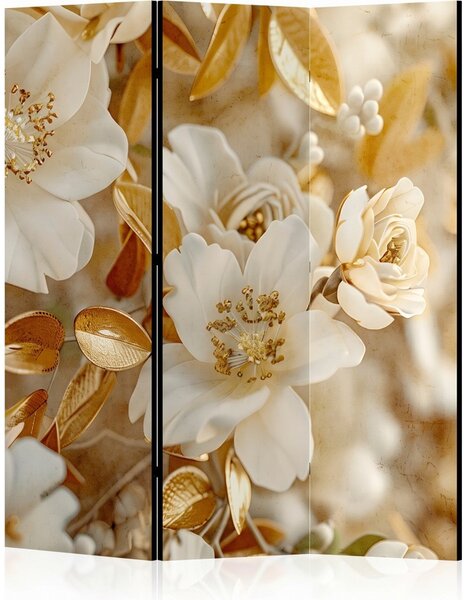 Parawan pokojowy 3-częściowy 135x172 Dwustronny dekoracyjny glamour Beżowy Złoty Ogród Magnolii