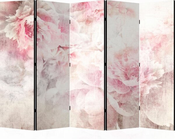 Parawan pokojowy 5-częściowy 225x172 Dwustronny dekoracyjny romantic shabby chic Piwonie W Bieli