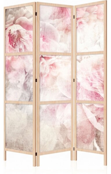 Parawan pokojowy 3-częściowy 135x172 drewniany japoński Jednostronny dekoracyjny romantic shabby chic Piwonie W Bieli