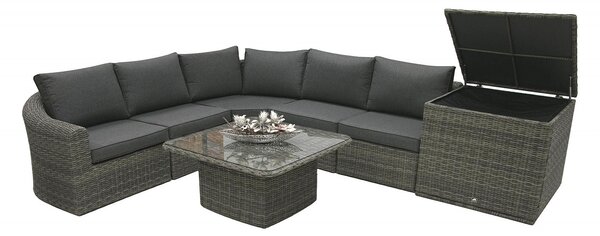 Rattanowy zestaw modułowy BORNEO LUXURY dla 5 osób (szary)