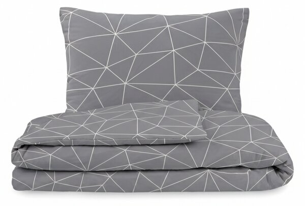 Kvalitex Bawełniana pościel Nordic Grid szary, 140 x 220 cm, 70 x 90 cm
