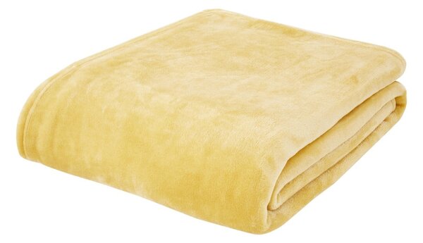 Żółty koc z mikropluszu 130x170 cm Raschel Velvet – Catherine Lansfield