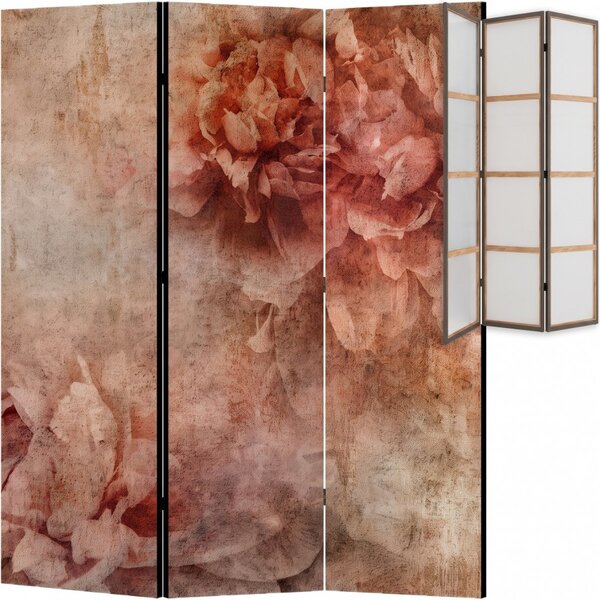 Parawan pokojowy 3-częściowy 135x172 Jednostronny dekoracyjny romantyczny vintage Beżowy Piwonie W Sepii