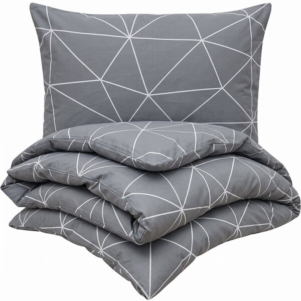 Kvalitex Bawełniana pościel Nordic Grid szary, 140 x 220 cm, 70 x 90 cm