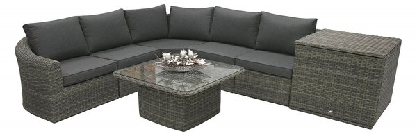Rattanowy zestaw modułowy BORNEO LUXURY dla 5 osób (szary)
