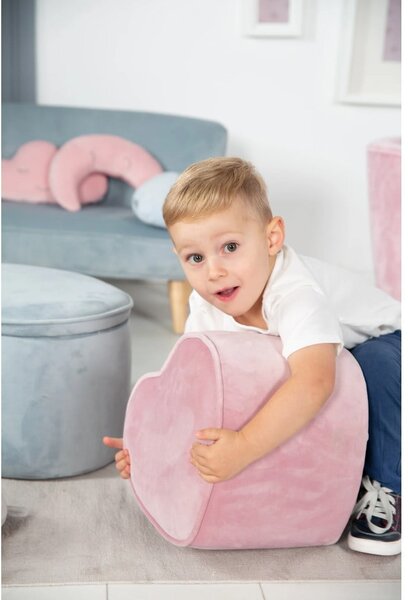 Jasnoróżowy aksamitny puf dziecięcy Lil Sofa – Roba