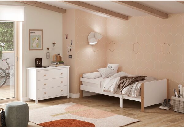 Biała niska komoda dziecięca z drewna sosnowego 100x80 cm Max – Marckeric