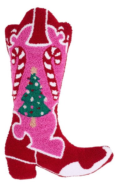 Poduszka dekoracyjna ze świątecznym motywem z materiału bouclé 48x35 cm Santa's Howdy Christmas Boot – Catherine Lansfield