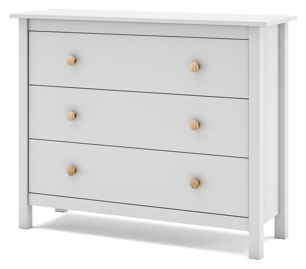 Biała niska komoda dziecięca z drewna sosnowego 100x80 cm Max – Marckeric