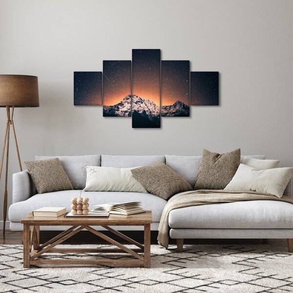 Obraz nocnego nieba z górą (125x70 cm)