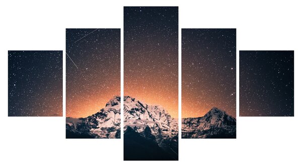 Obraz nocnego nieba z górą (125x70 cm)