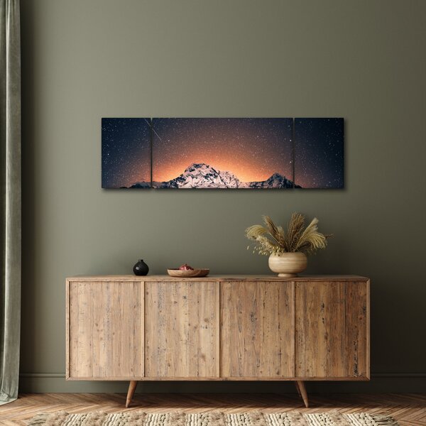 Obraz nocnego nieba z górą (170x50 cm)
