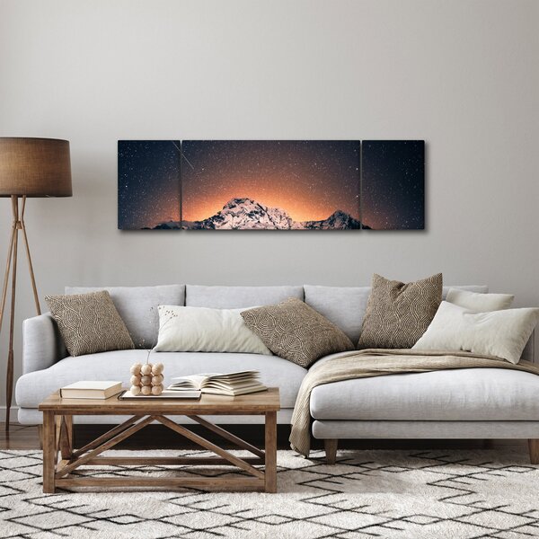 Obraz nocnego nieba z górą (170x50 cm)