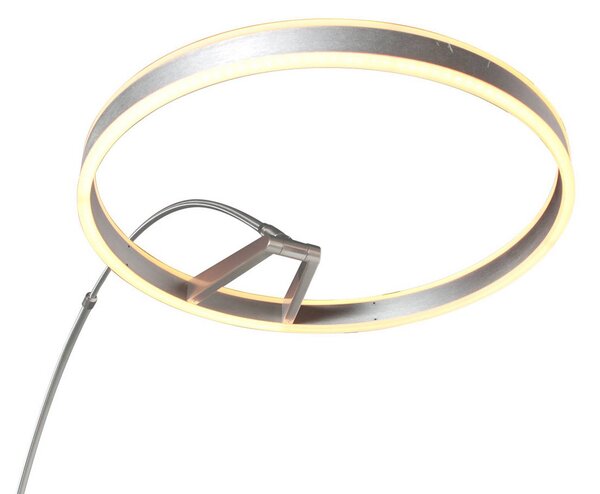 Steinhauer Lampa łukowa - lampa stojąca Ringlux, możliwość ściemniania, aluminiowy / szary / cynkowy, salon / jadalnia, metal, nowoczesny