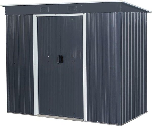 Domek ogrodowy Strend Pro, metalowy, antracytowy, z podstawą, wymiary: 217 x 110 x 174 cm