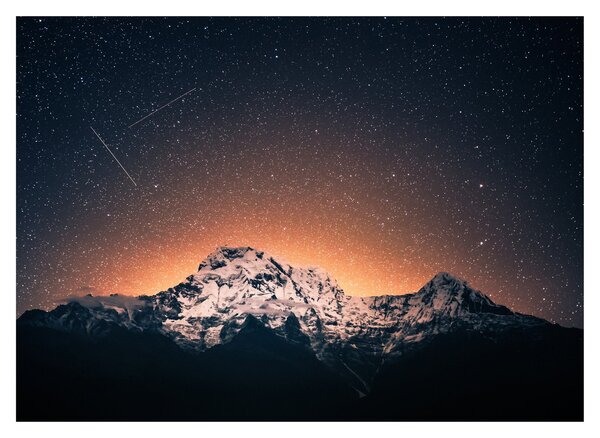Obraz nocnego nieba z górą (70x50 cm)