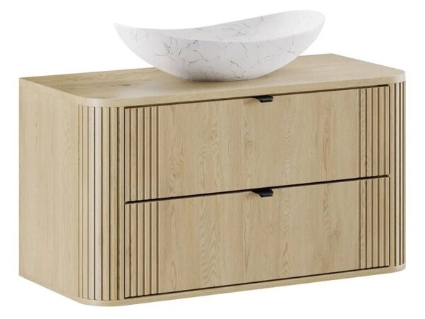 Szafka pod umywalkę OVALIA CREMONA 2S 100cm dąb cremona z umywalką nablatową LENA