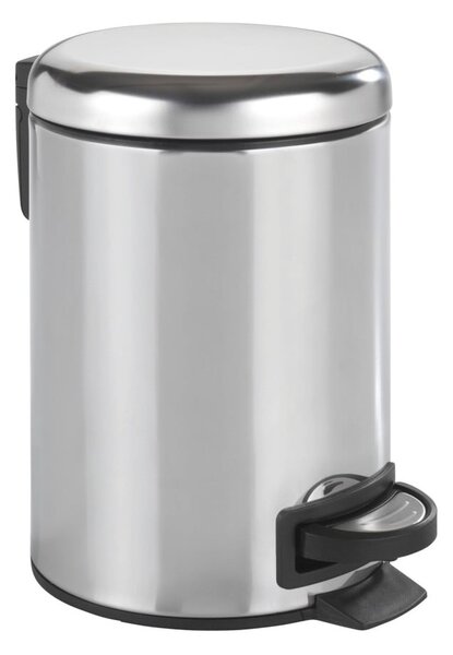 Kosz na śmieci z pedałem w srebrnym kolorze Wenko Leman Shiny, 3 l