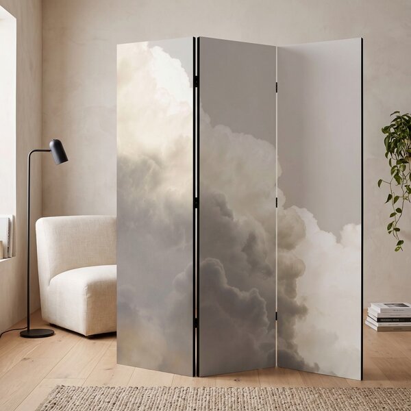 Parawan pokojowy 3-częściowy 135x172 Dwustronny dekoracyjny minimalistyczny atmosferyczny Szary Burzowe Obłoki