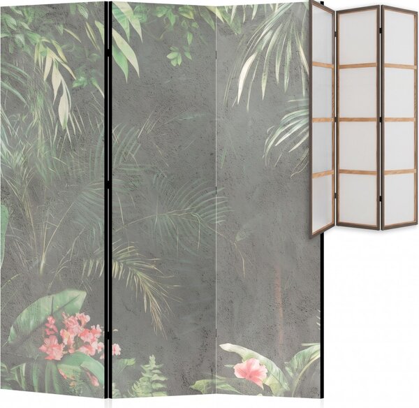 Parawan pokojowy 3-częściowy 135x172 Jednostronny dekoracyjny urban jungle Szary Dżungla Na Betonie