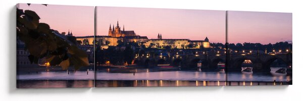 Obraz Zamku Praskiego i Wełtawy (170x50 cm)