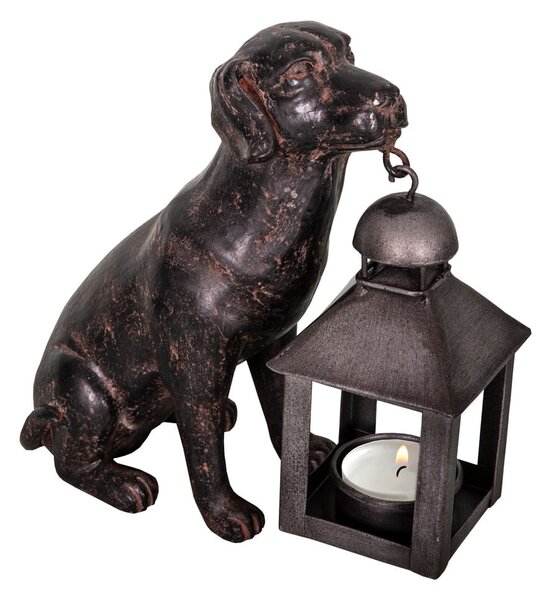 Lampion z żywicy polimerowej (wysokość 19 cm) Dog – Antic Line