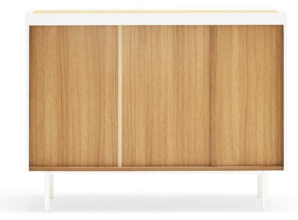 Biała niska komoda w dekorze dębu 110x85 cm Arista – Teulat