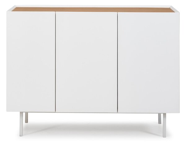 Biała niska komoda w dekorze dębu 110x85 cm Arista – Teulat