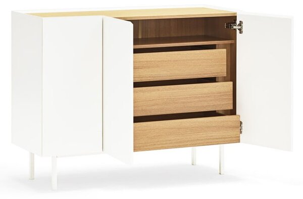 Biała niska komoda w dekorze dębu 110x85 cm Arista – Teulat