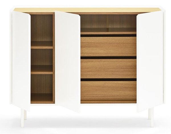 Biała niska komoda w dekorze dębu 110x85 cm Arista – Teulat