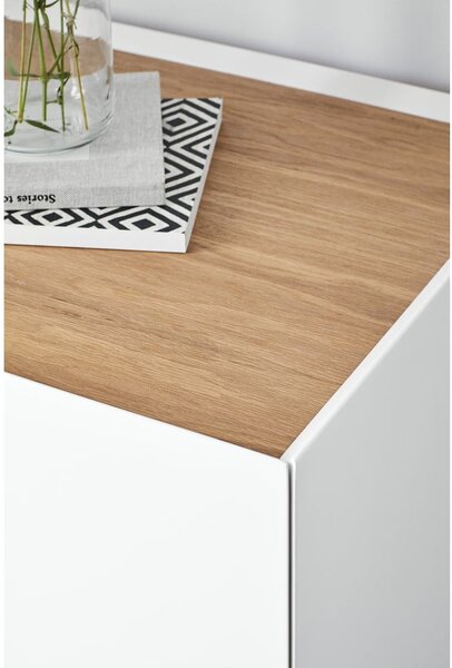 Biała niska komoda w dekorze dębu 110x85 cm Arista – Teulat