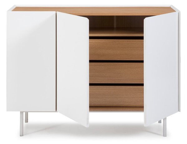 Biała niska komoda w dekorze dębu 110x85 cm Arista – Teulat