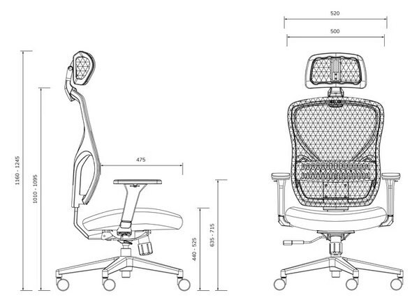 Fotel biurowy siateczkowy Orbit z zagłówkiem, czarny
