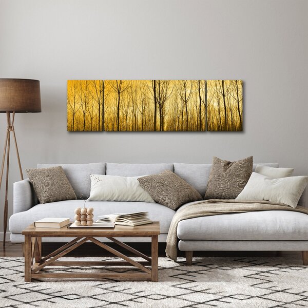 Obraz lasu o zachodzie słońca (170x50 cm)